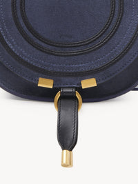 Petit sac porté épaule Marcie en cuir et lin - Graphite Navy