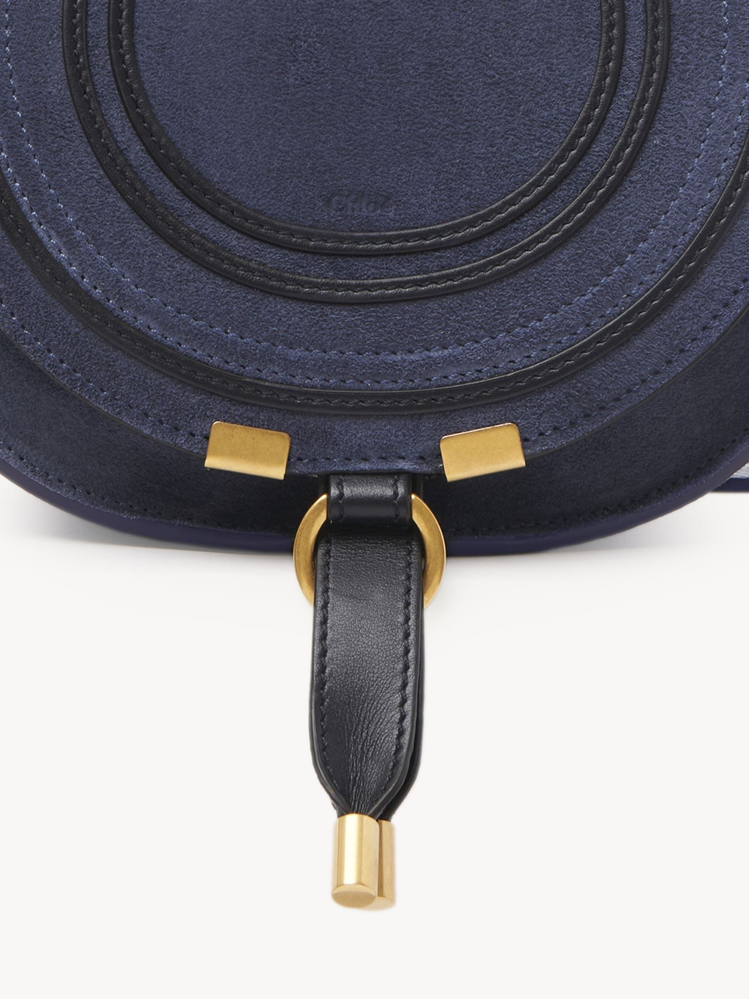 Petit sac porté épaule Marcie en cuir et lin - Graphite Navy