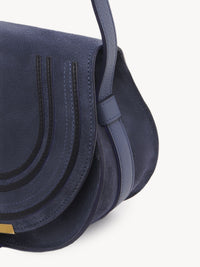 Petit sac porté épaule Marcie en cuir et lin - Graphite Navy