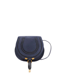Petit sac porté épaule Marcie en cuir et lin - Graphite Navy