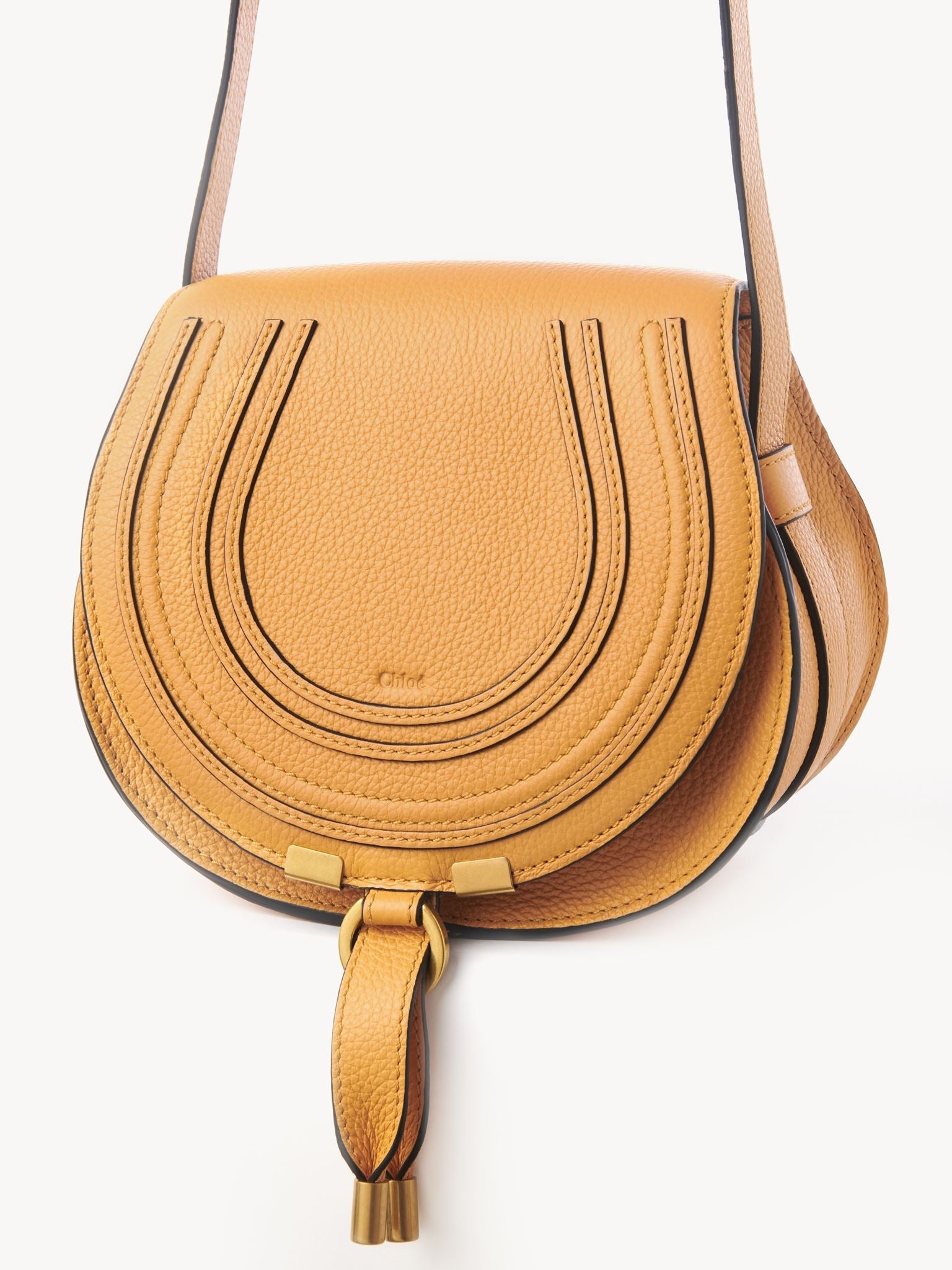 Petit sac porté épaule Marcie en cuir - Tan Apricot