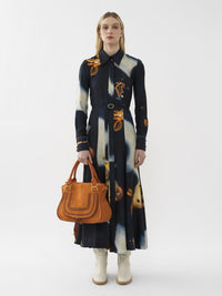 Sac double porté Marcie en cuir et lin - Henna Orange