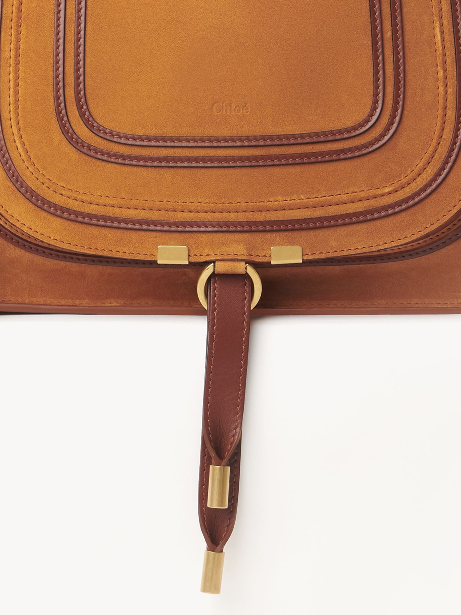 Sac double porté Marcie en cuir et lin - Henna Orange
