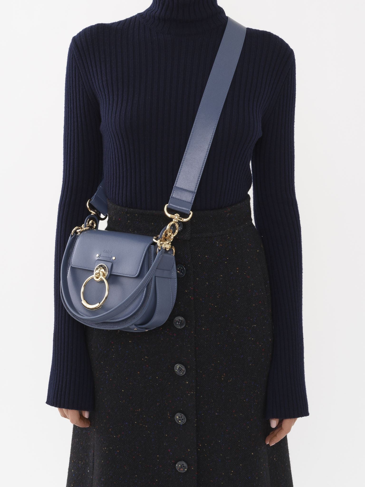 Petit sac Tess à bandoulière en cuir - Graphite Navy