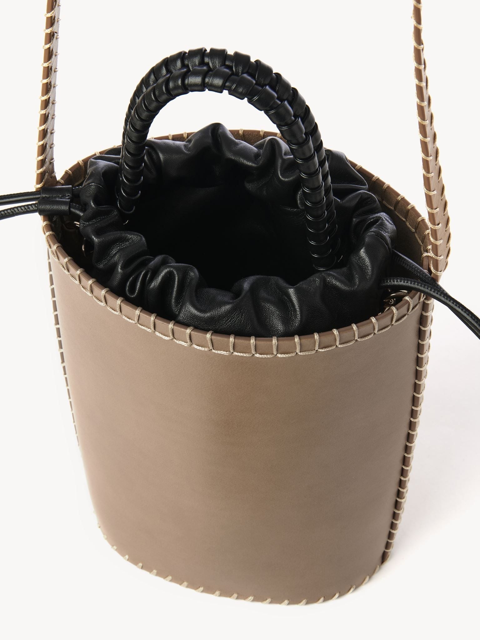 Sac Seau Louela en cuir - Greyish Taupe