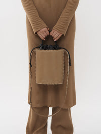 Sac Seau Louela en cuir - Greyish Taupe