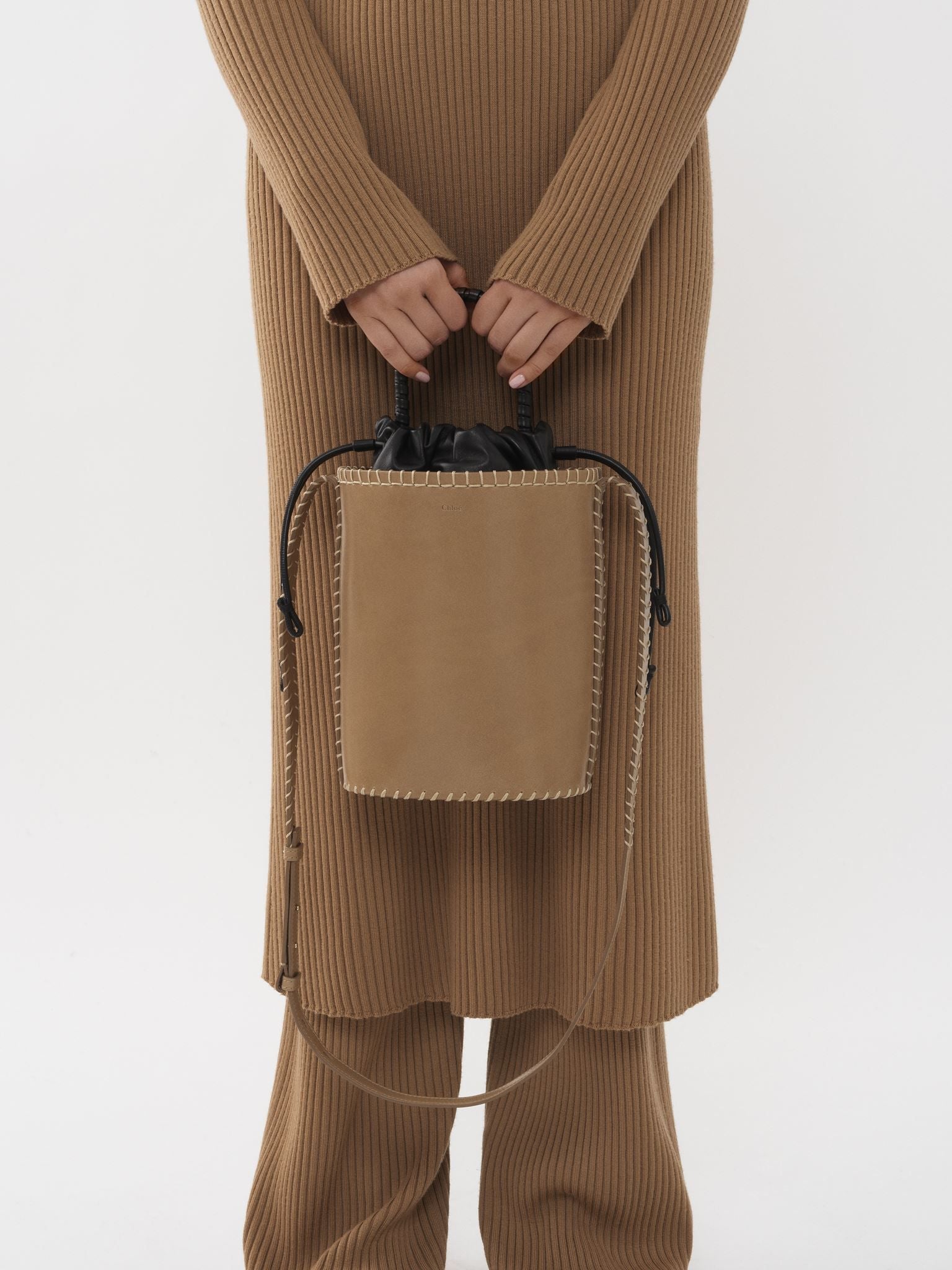 Sac Seau Louela en cuir - Greyish Taupe