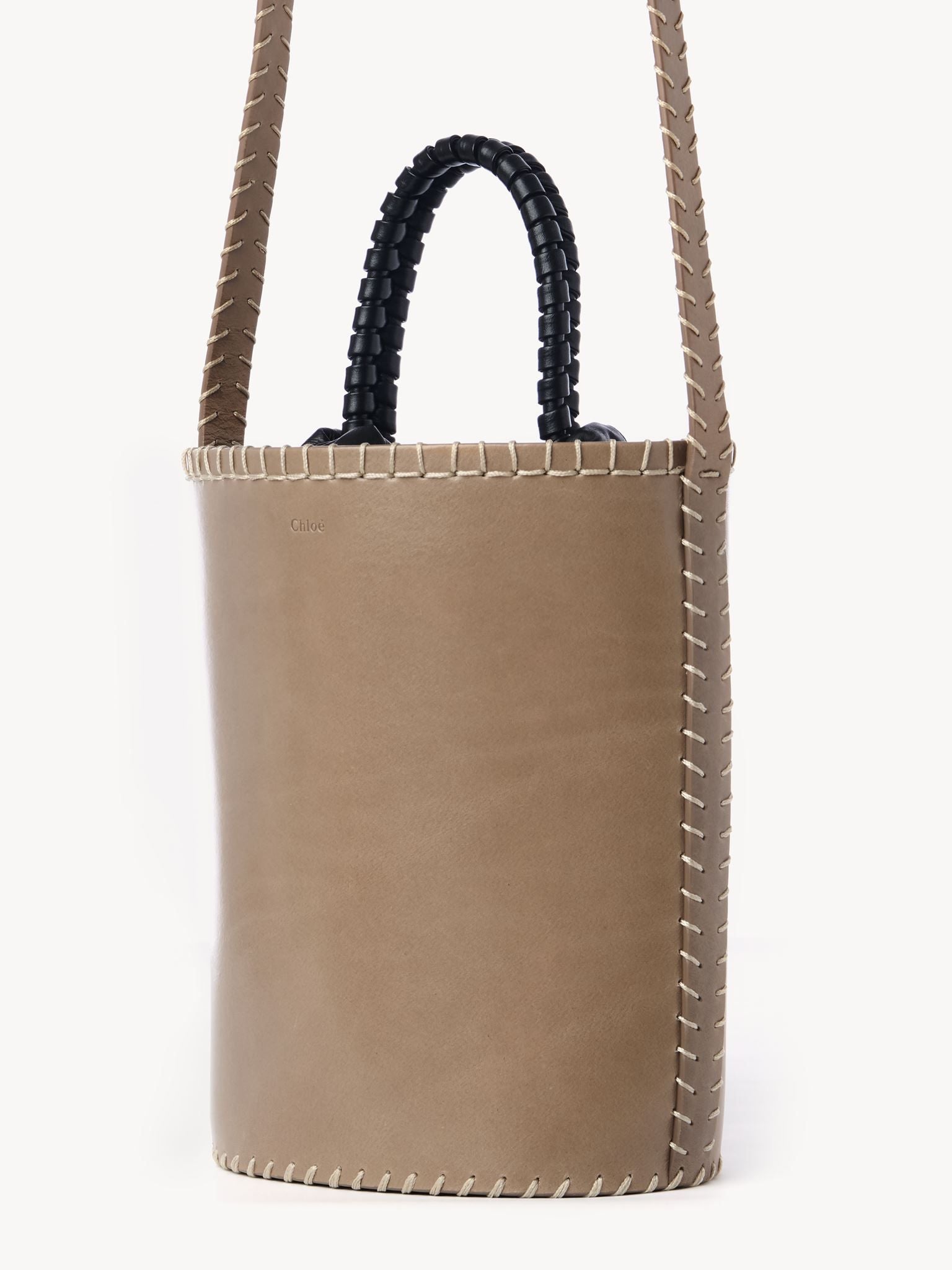Sac Seau Louela en cuir - Greyish Taupe