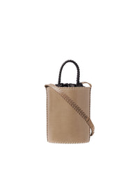 Sac Seau Louela en cuir - Greyish Taupe