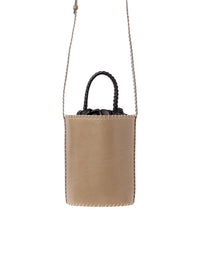 Sac Seau Louela en cuir - Greyish Taupe