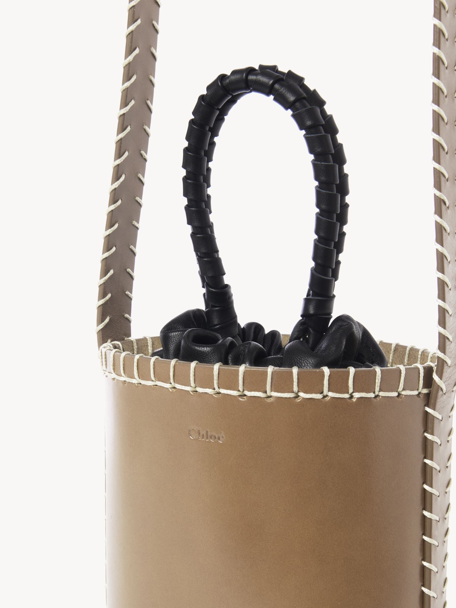 Petit sac seau Louela en cuir - Greyish Taupe
