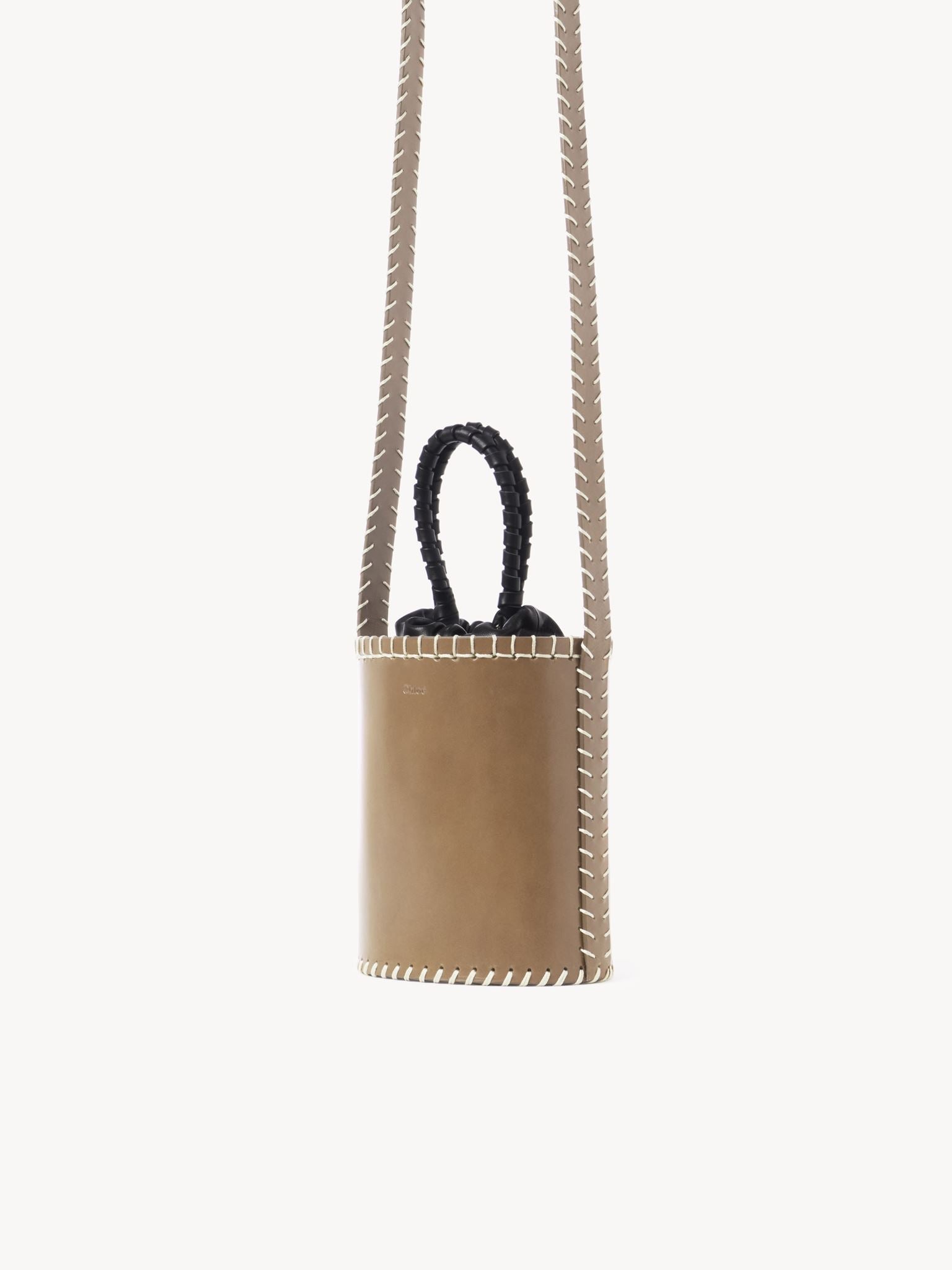 Petit sac seau Louela en cuir - Greyish Taupe