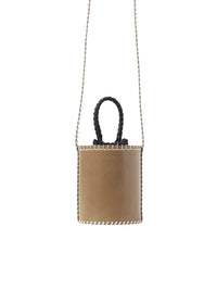 Petit sac seau Louela en cuir - Greyish Taupe