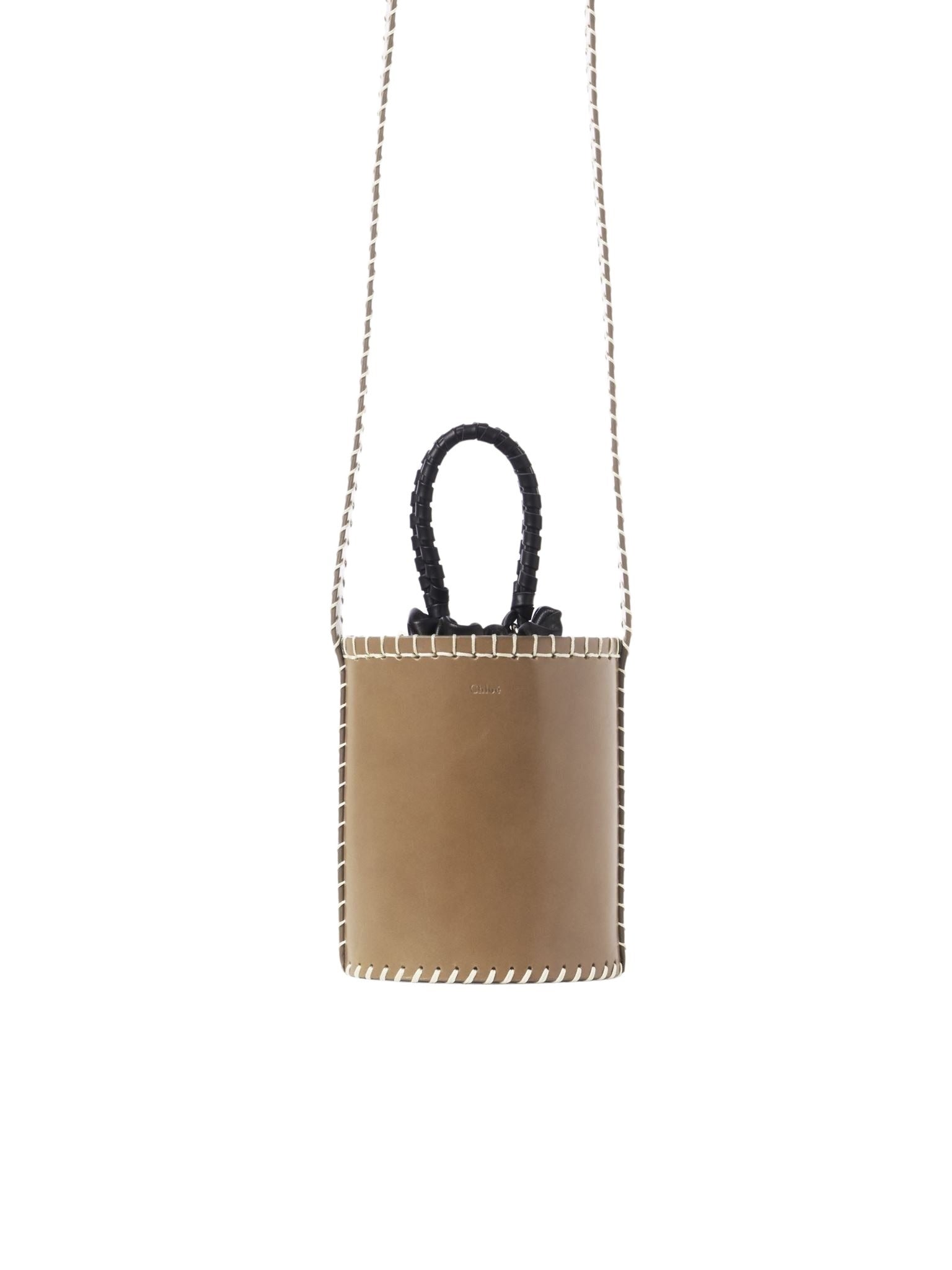 Petit sac seau Louela en cuir - Greyish Taupe