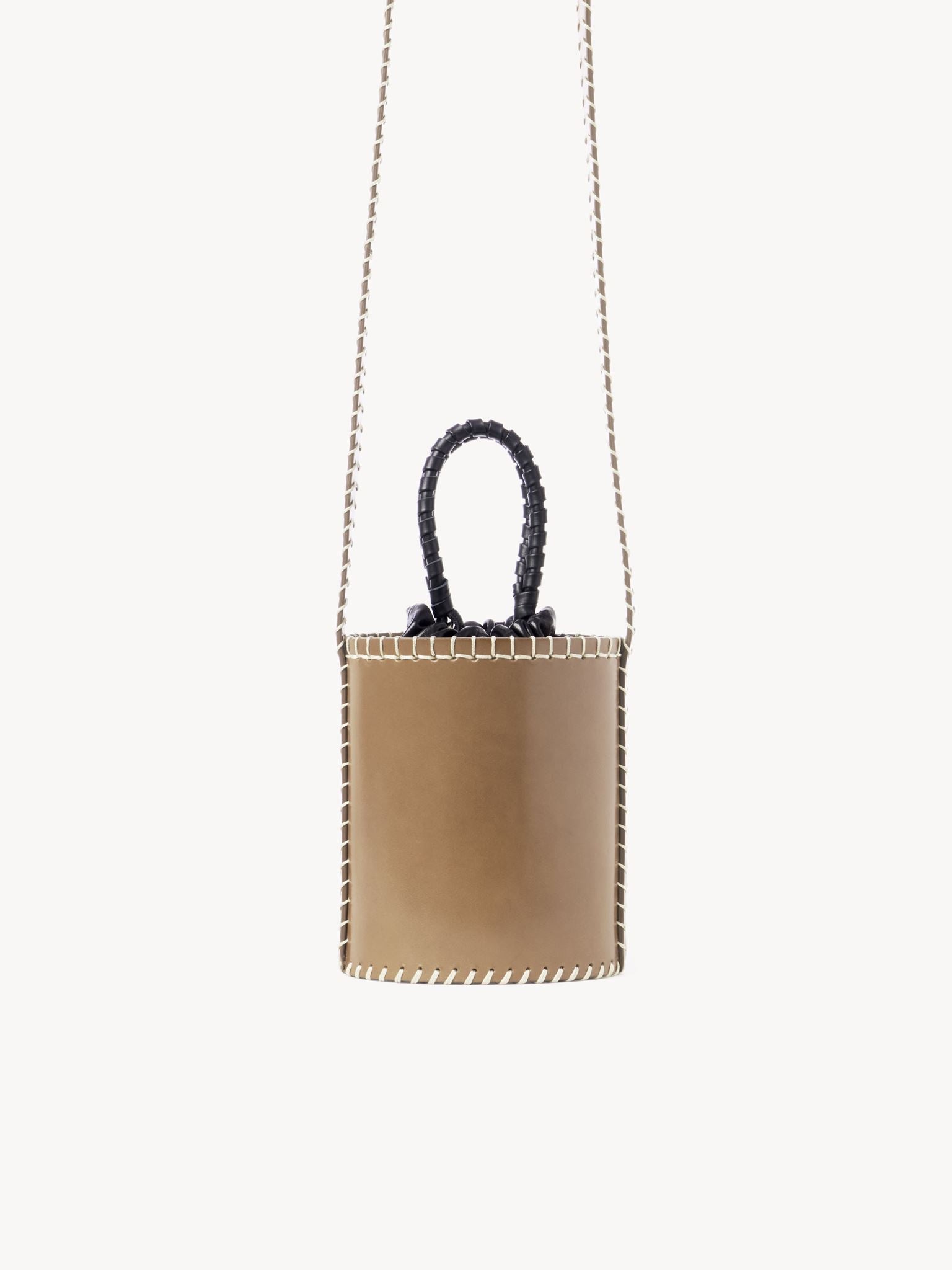 Petit sac seau Louela en cuir - Greyish Taupe
