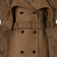 Trench en laine et cachemire avec shearling - Dark Mahogany