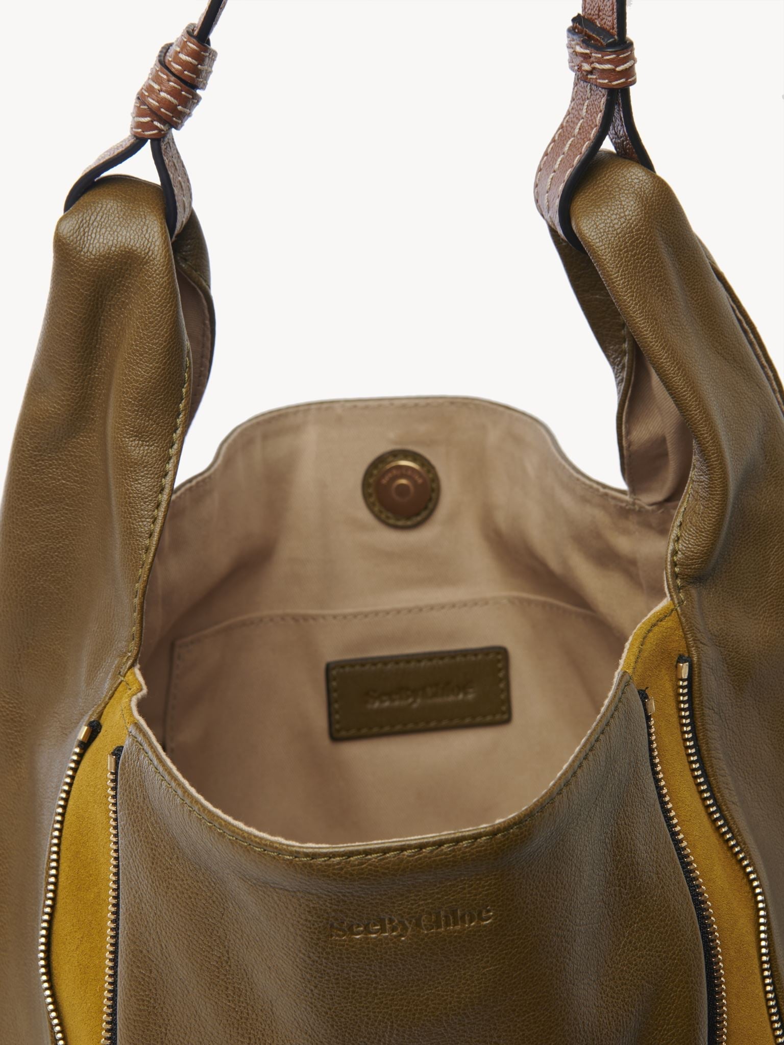 Sac hobo Indra en cuir - Vert Ambré