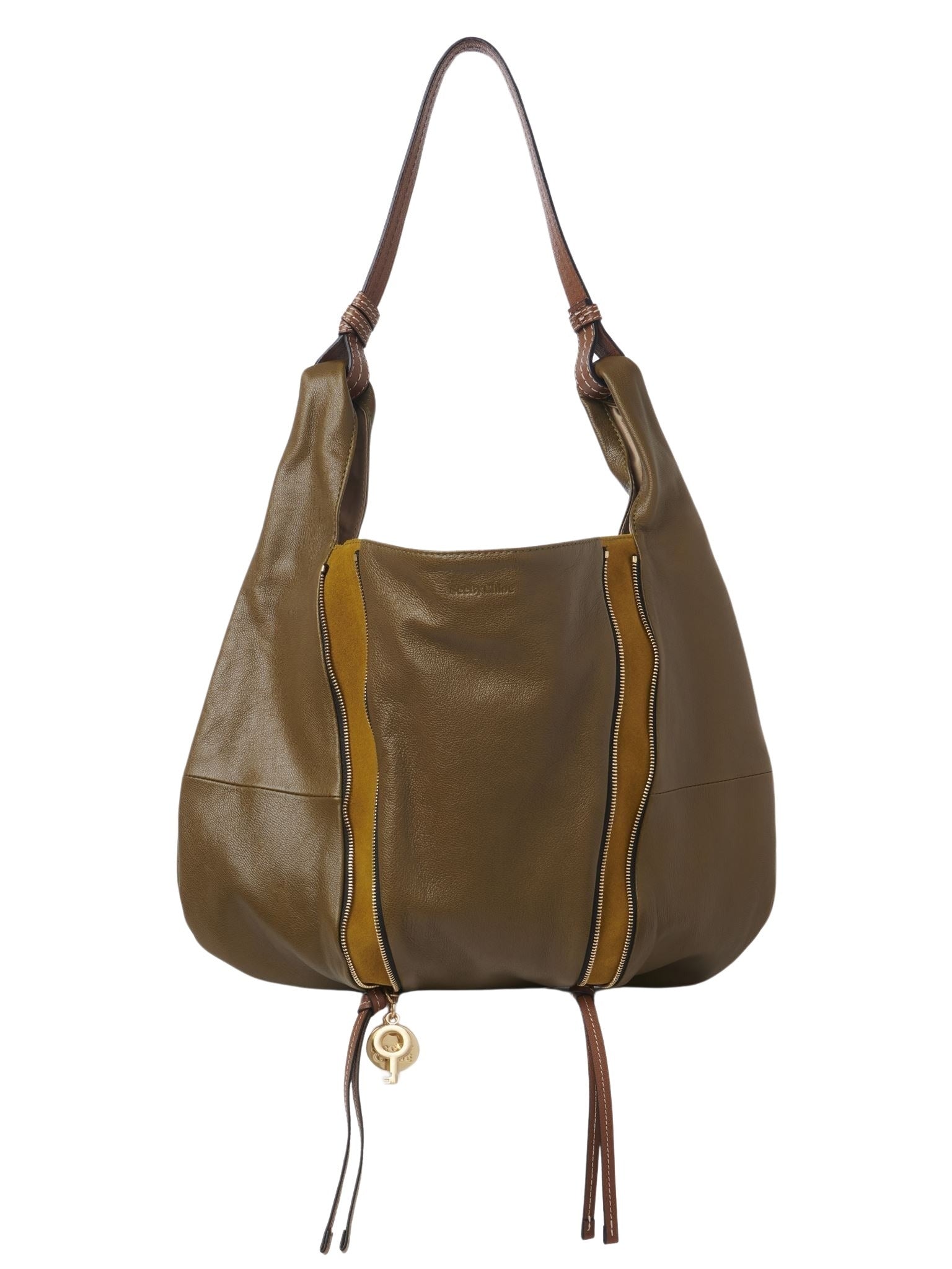 Sac hobo Indra en cuir - Vert Ambré
