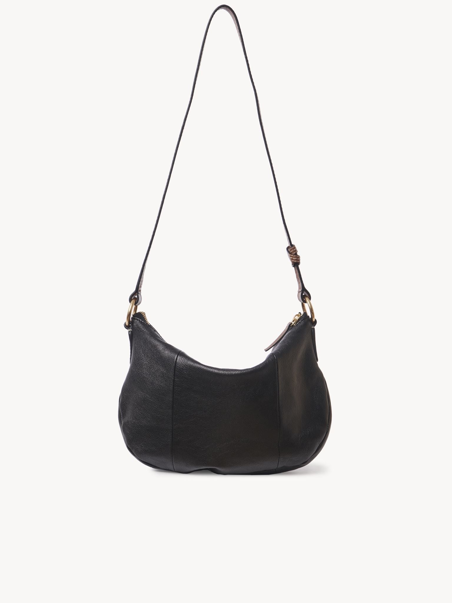 Sac demi lune en cuir lisse - Black
