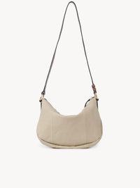 Sac demi lune en cuir lisse - Cement Beige