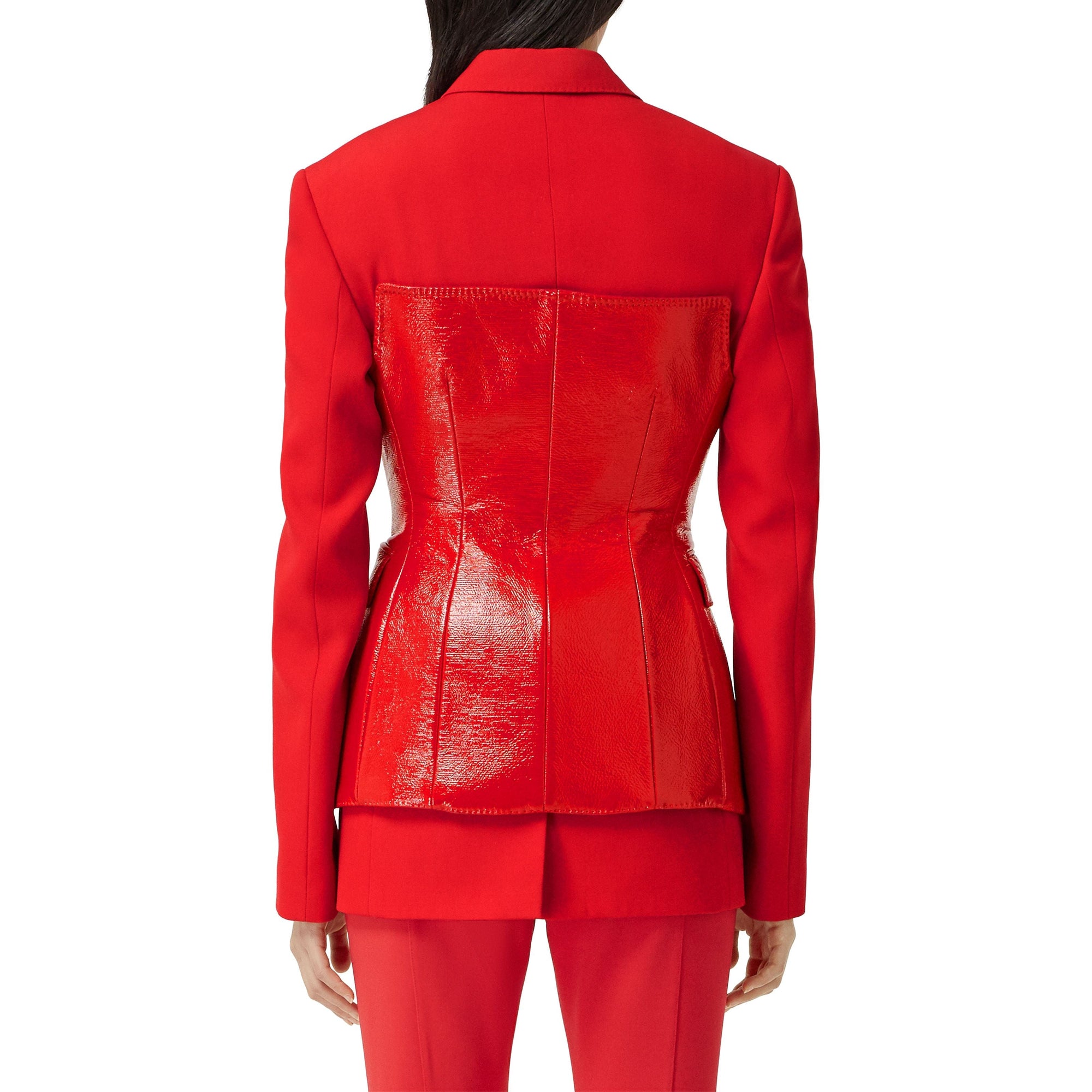 Veste tailleur en laine avec corset en vinyle - Bright Red