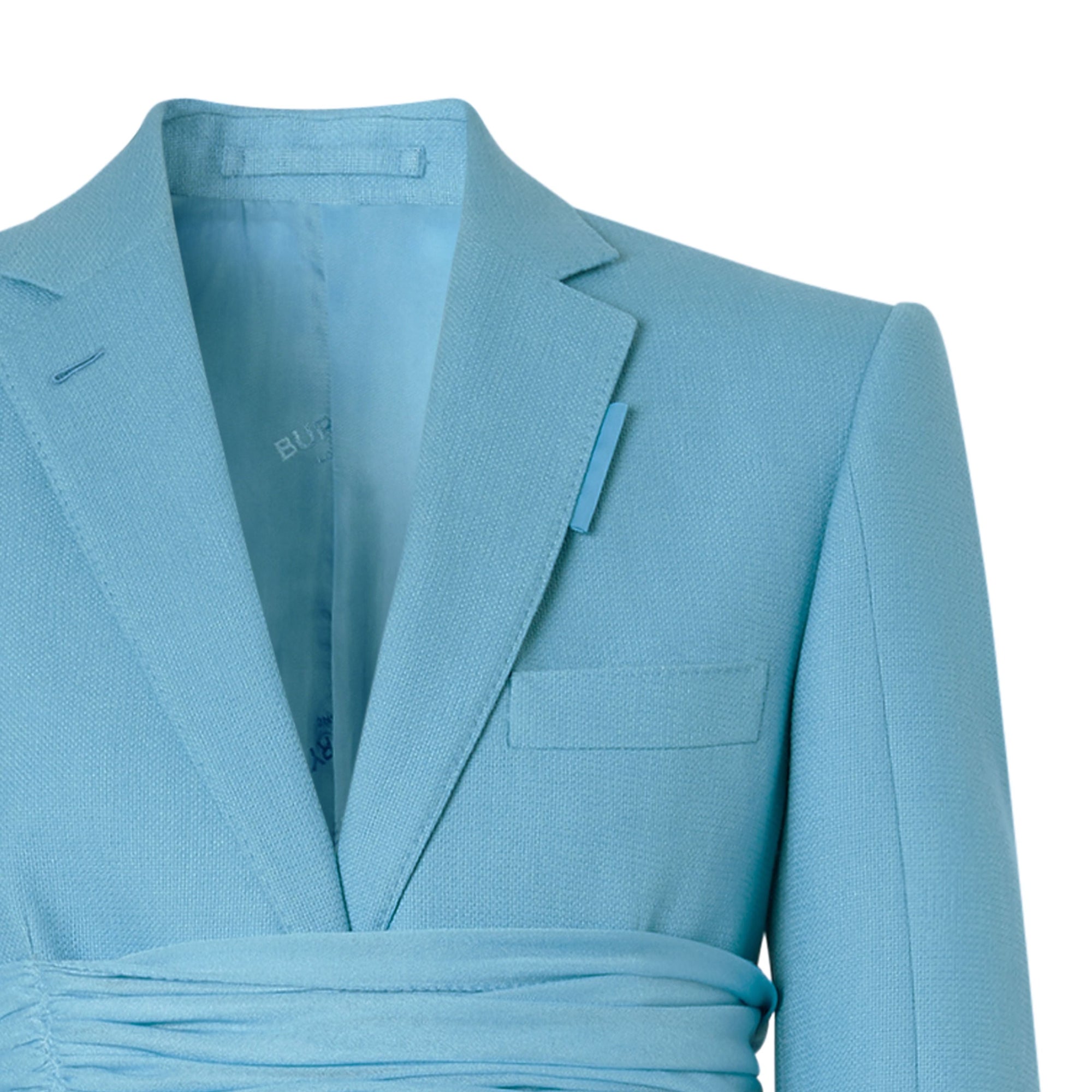 Veste tailleur en laine et ramie avec ceinture en jersey - Blue Topaz