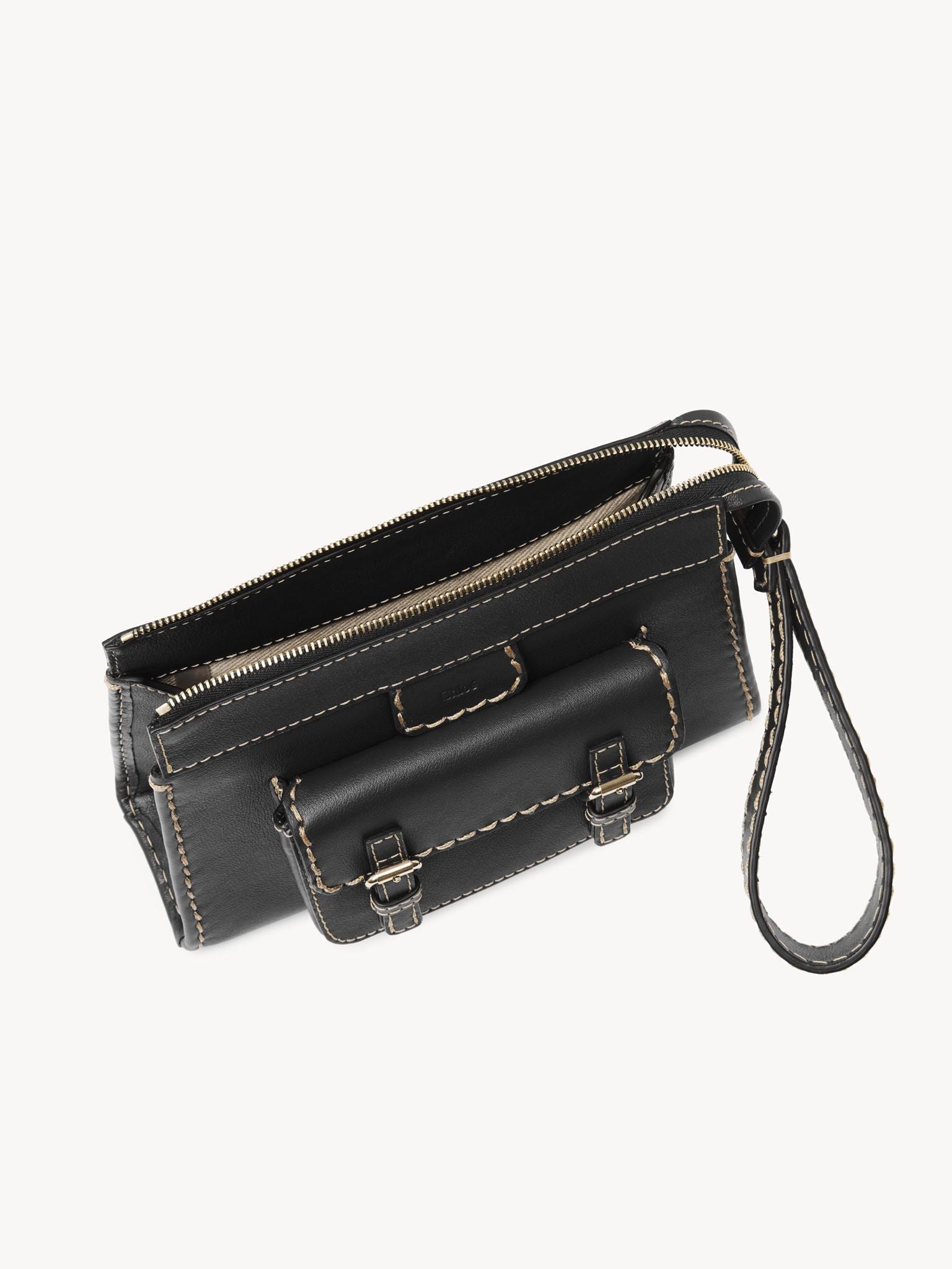 Petite pochette Edith en cuir - Black