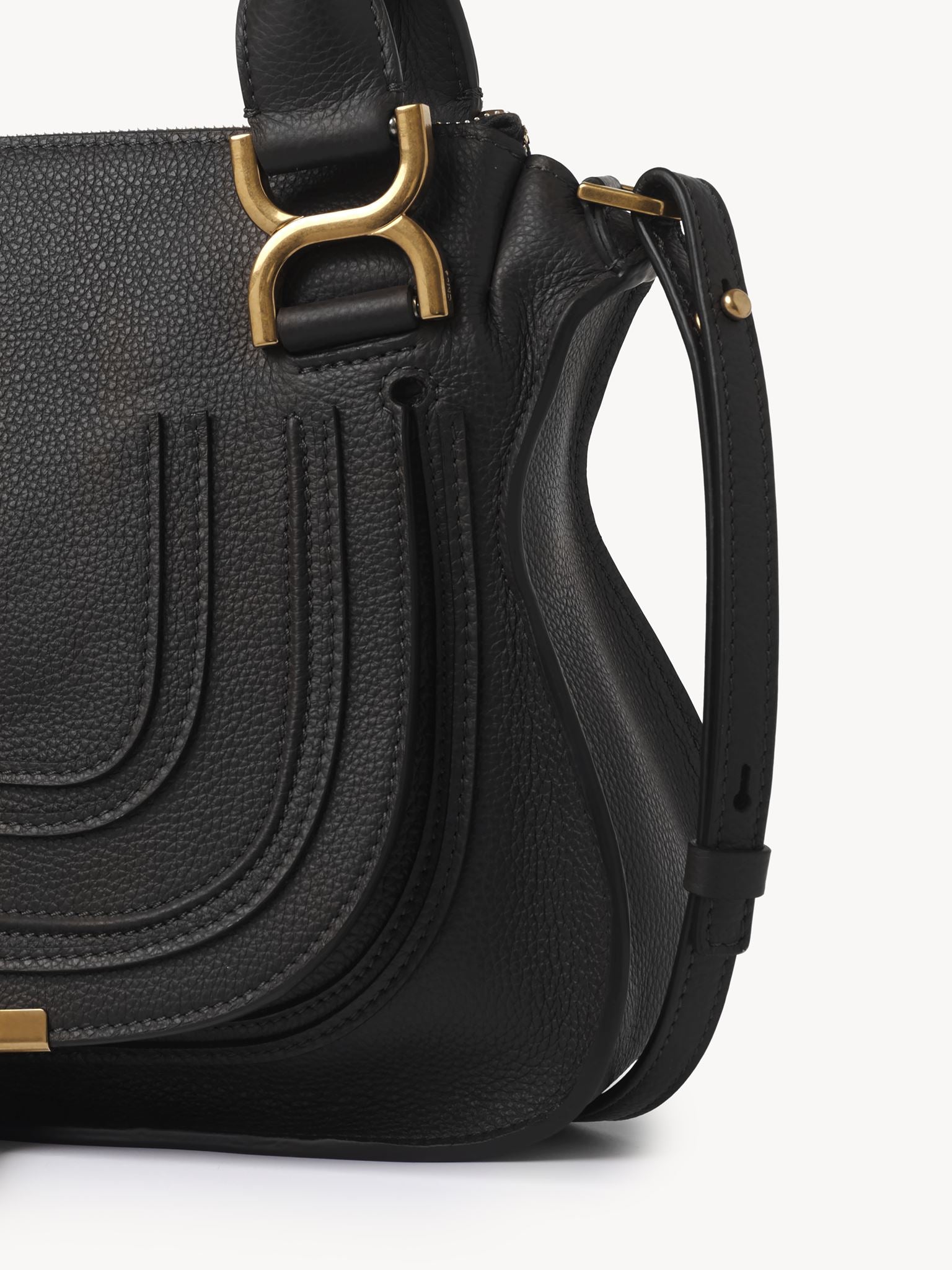 Petit sac double porté Marcie en cuir - Black