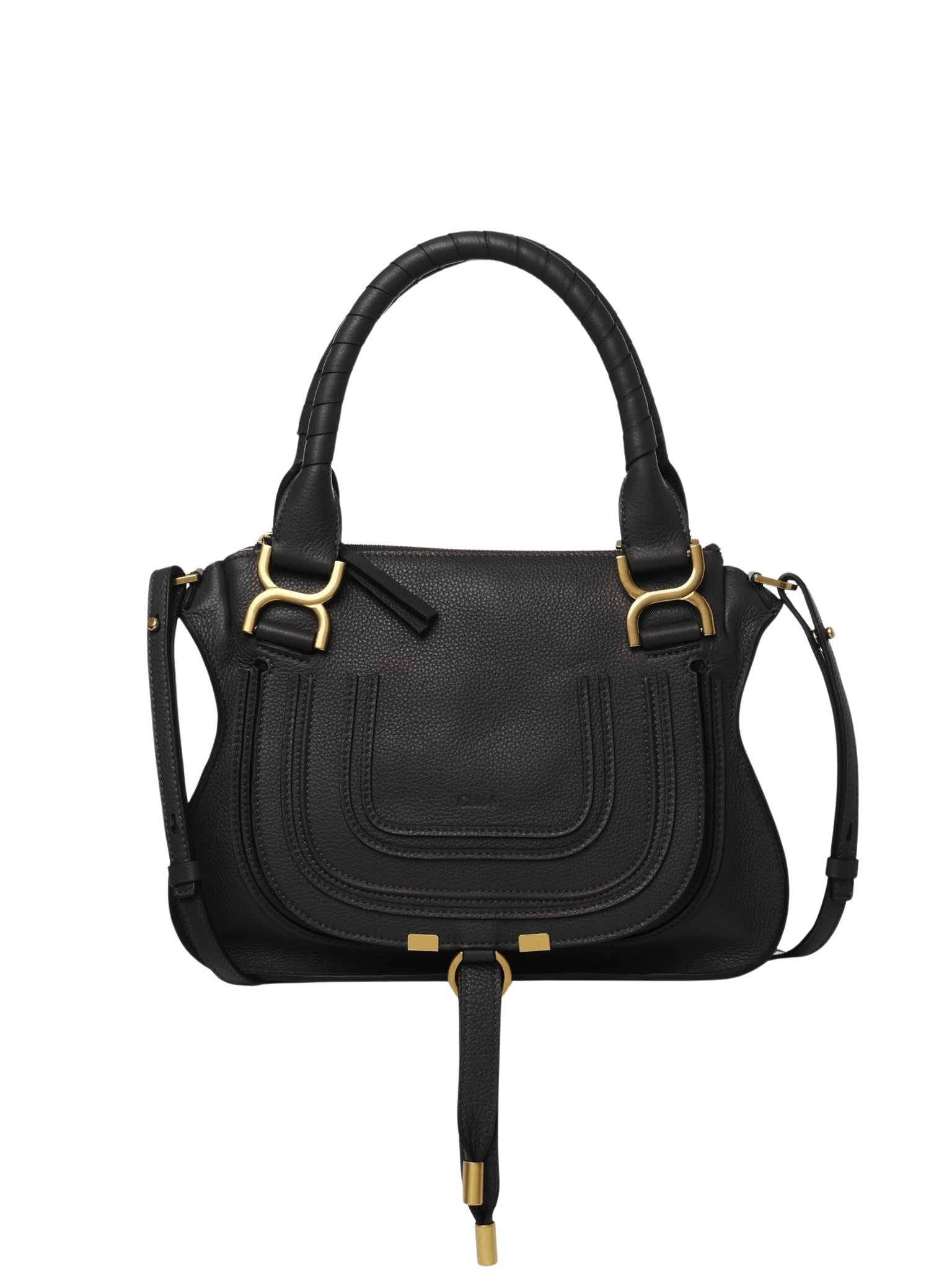 Petit sac double porté Marcie en cuir - Black