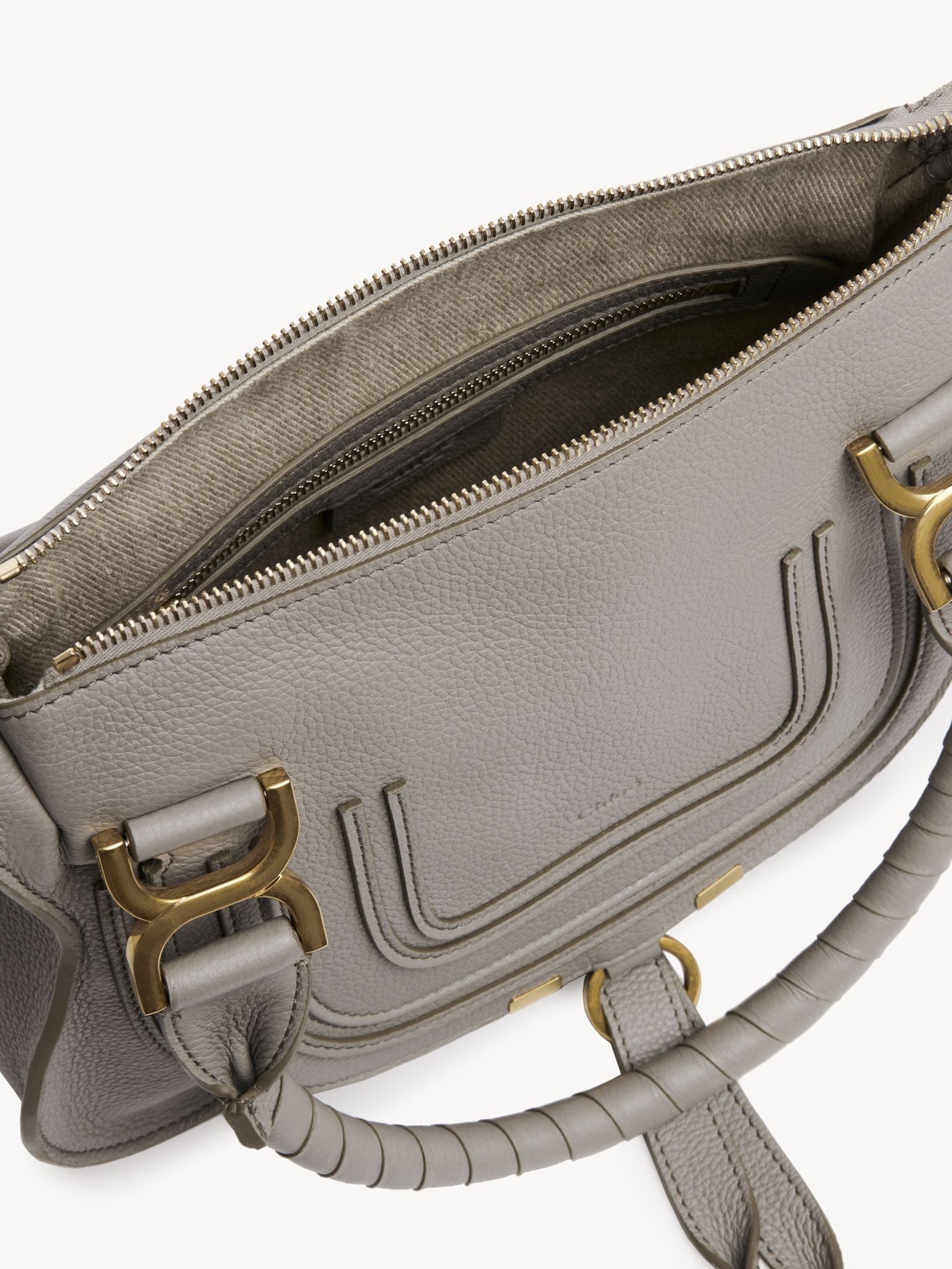 Petit sac double porté Marcie en cuir - Cashmere Grey
