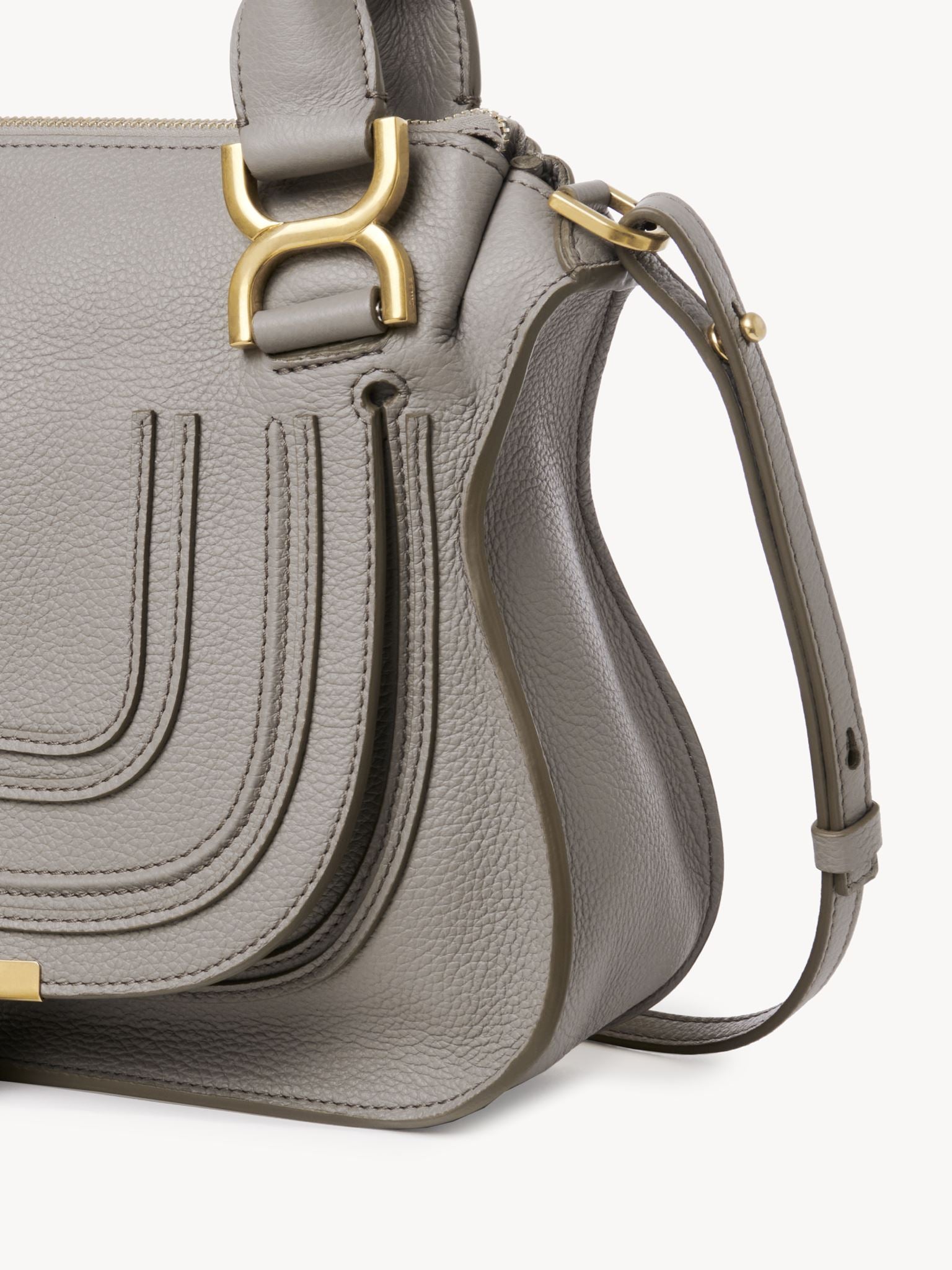 Petit sac double porté Marcie en cuir - Cashmere Grey