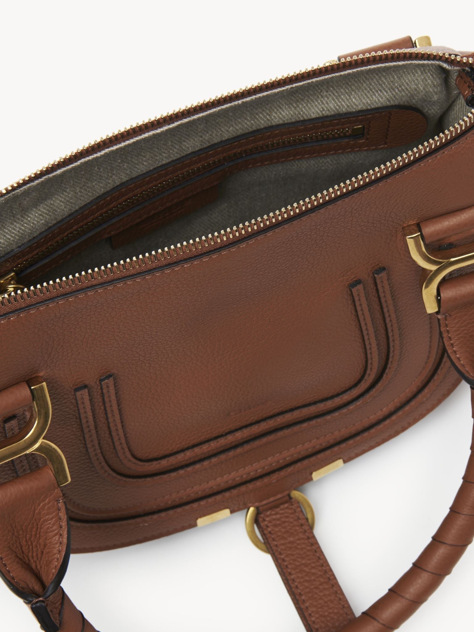 Petit sac double porté Marcie en cuir - Tan
