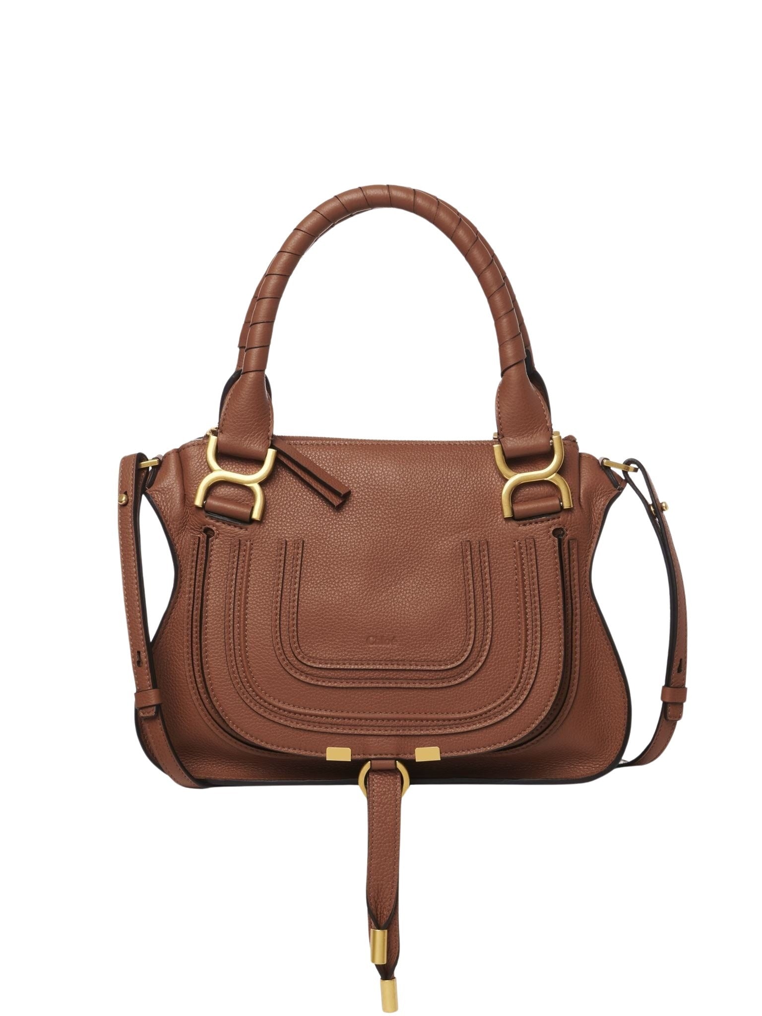 Petit sac double porté Marcie en cuir - Tan