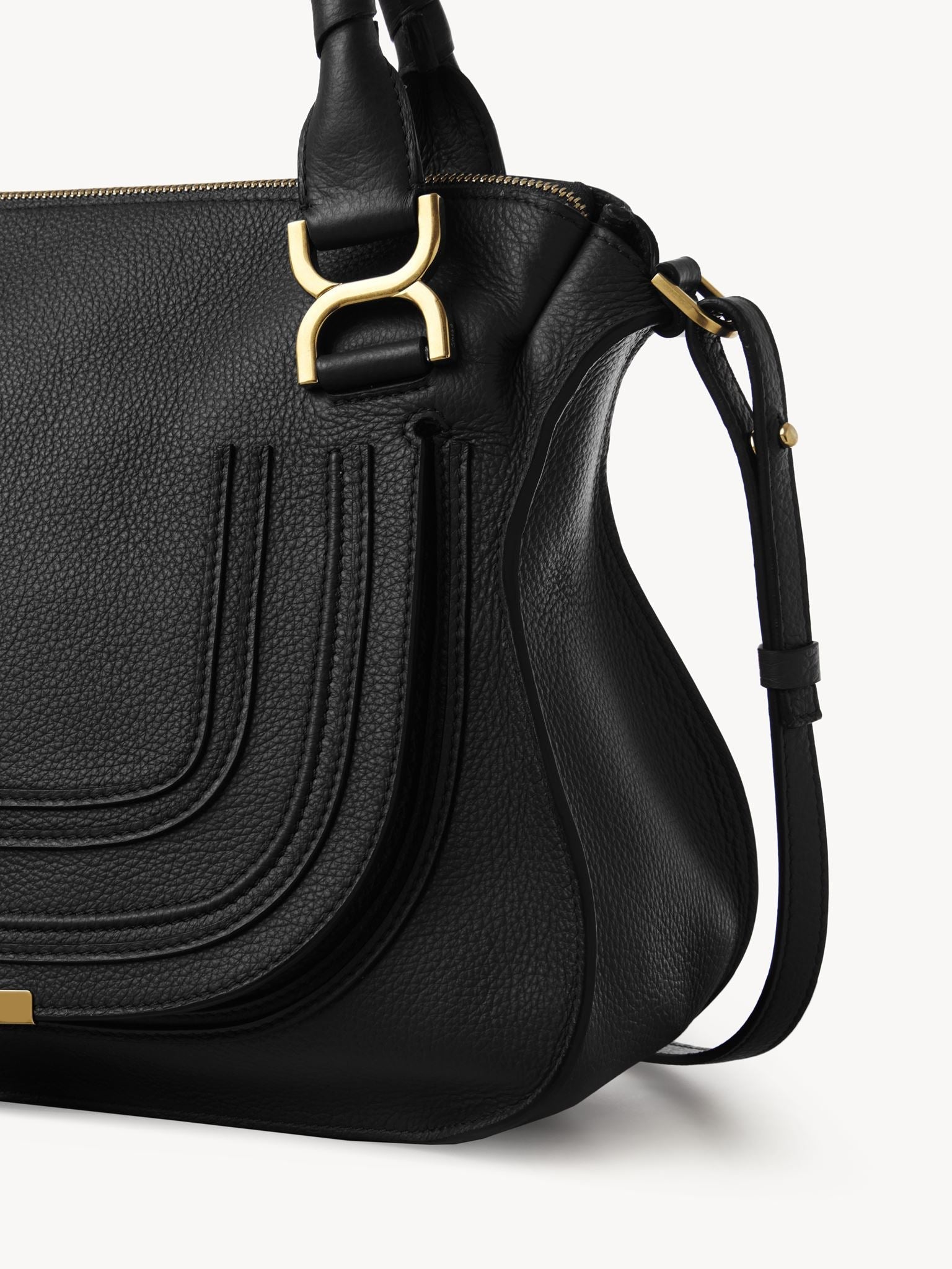 Sac double porté Marcie en cuir - Black