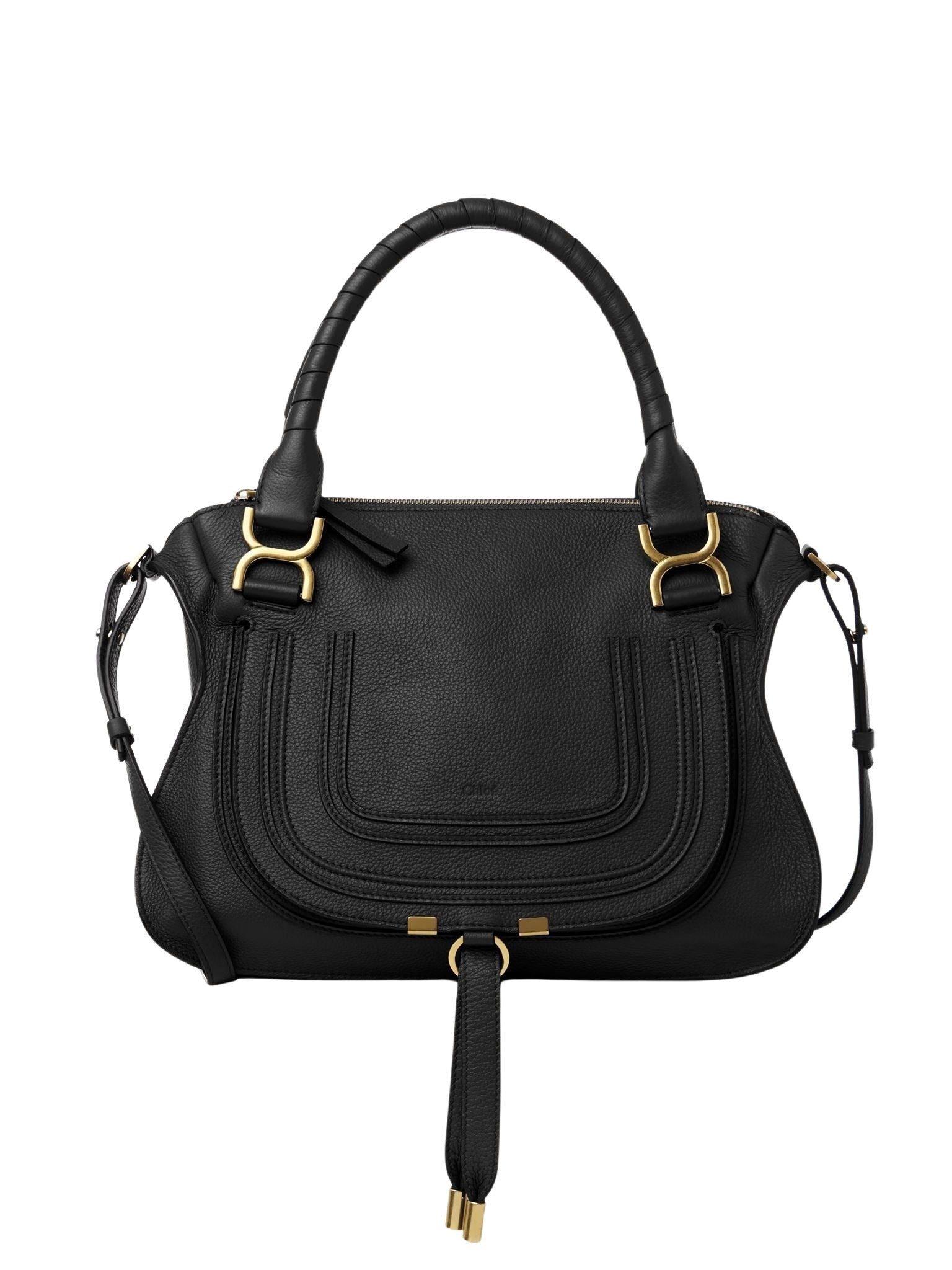 Sac double porté Marcie en cuir - Black