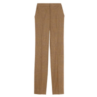 Pantalon en lin laine et cachemire Check Prince de Galles - Brown