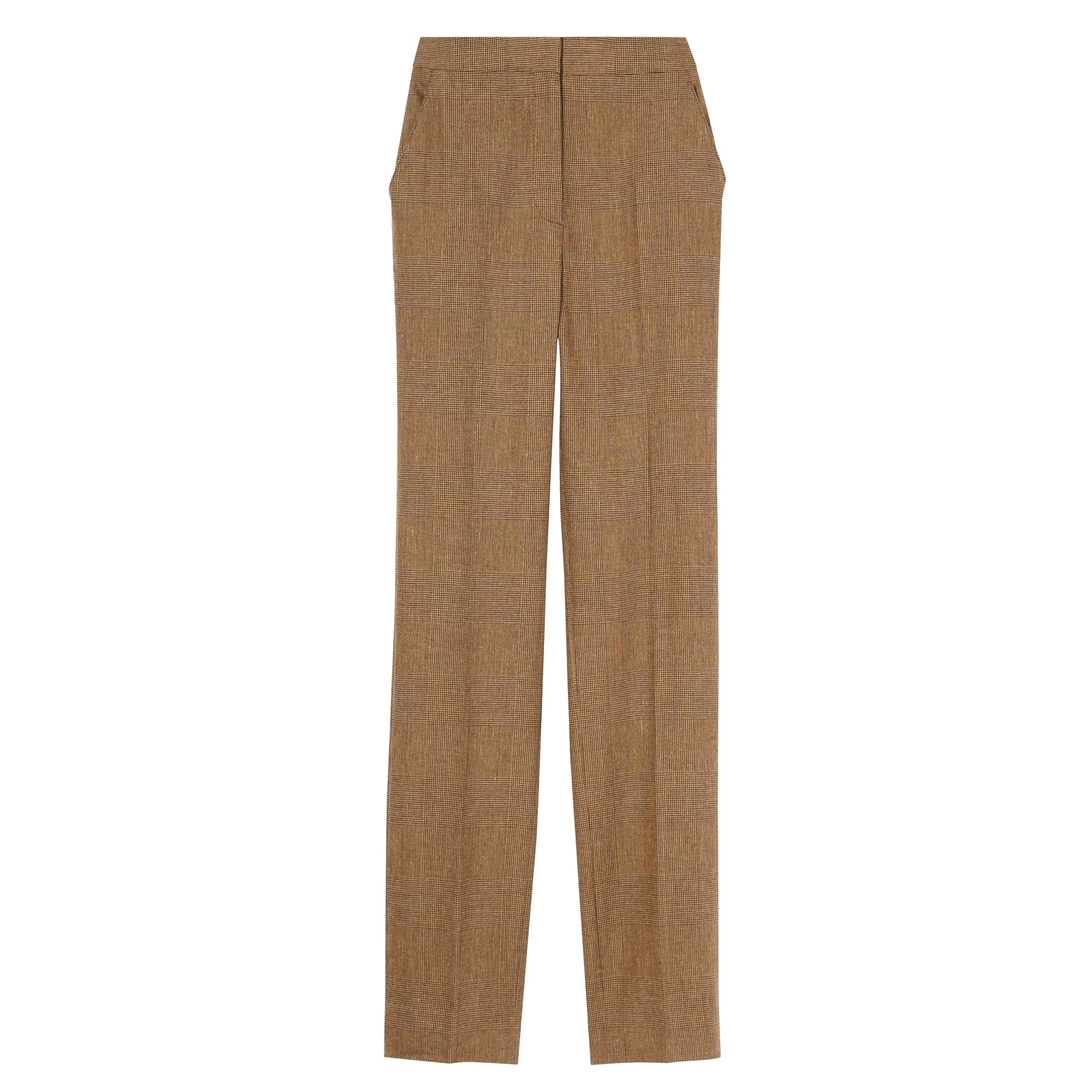 Pantalon en lin laine et cachemire Check Prince de Galles - Brown