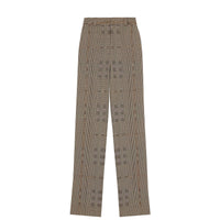 Pantalon tailleur en jacquard de laine Check - Brown