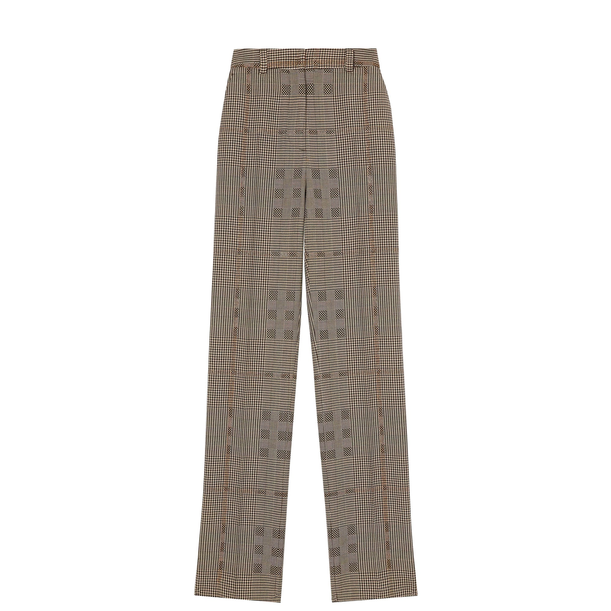 Pantalon tailleur en jacquard de laine Check - Brown