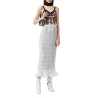 Jupe plissée à volants en mousseline - Optic White