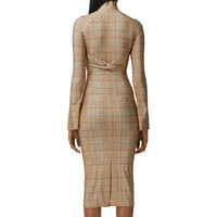 Robe en jersey stretch Check avec découpe - Dark Honey