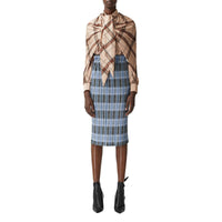 Chemise à col lavallière drapée Check - Blush Pink Check