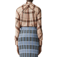 Chemise à col lavallière drapée Check - Blush Pink Check