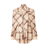 Chemise à col lavallière drapée Check - Blush Pink Check