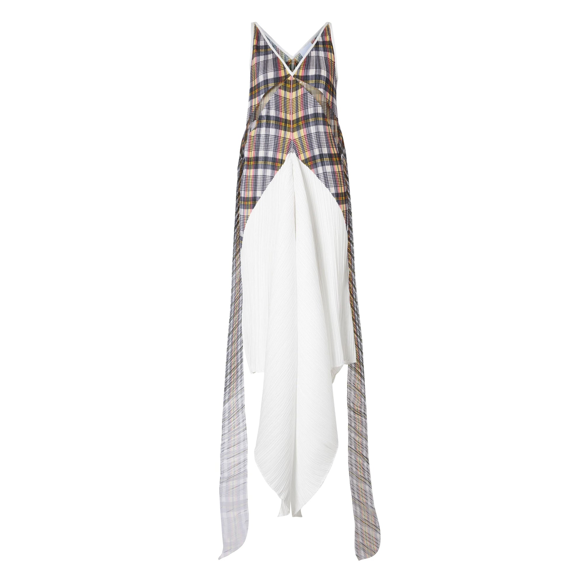 Robe plissée en satin avec Check - Canary Yellow Check