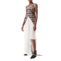 Robe plissée en satin avec Check - Canary Yellow Check