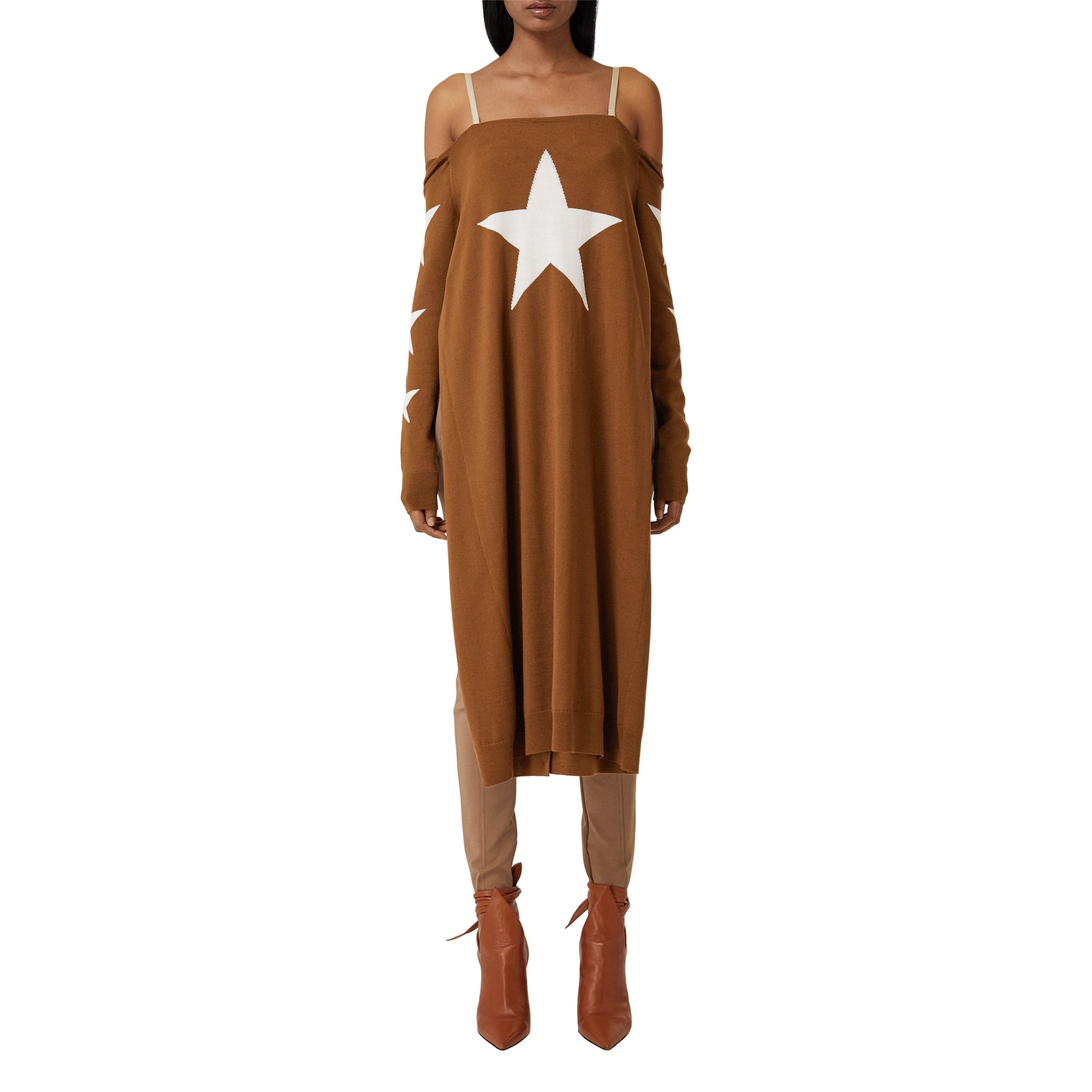 Robe pull déstructurée en laine à motif étoilé - Mahogany