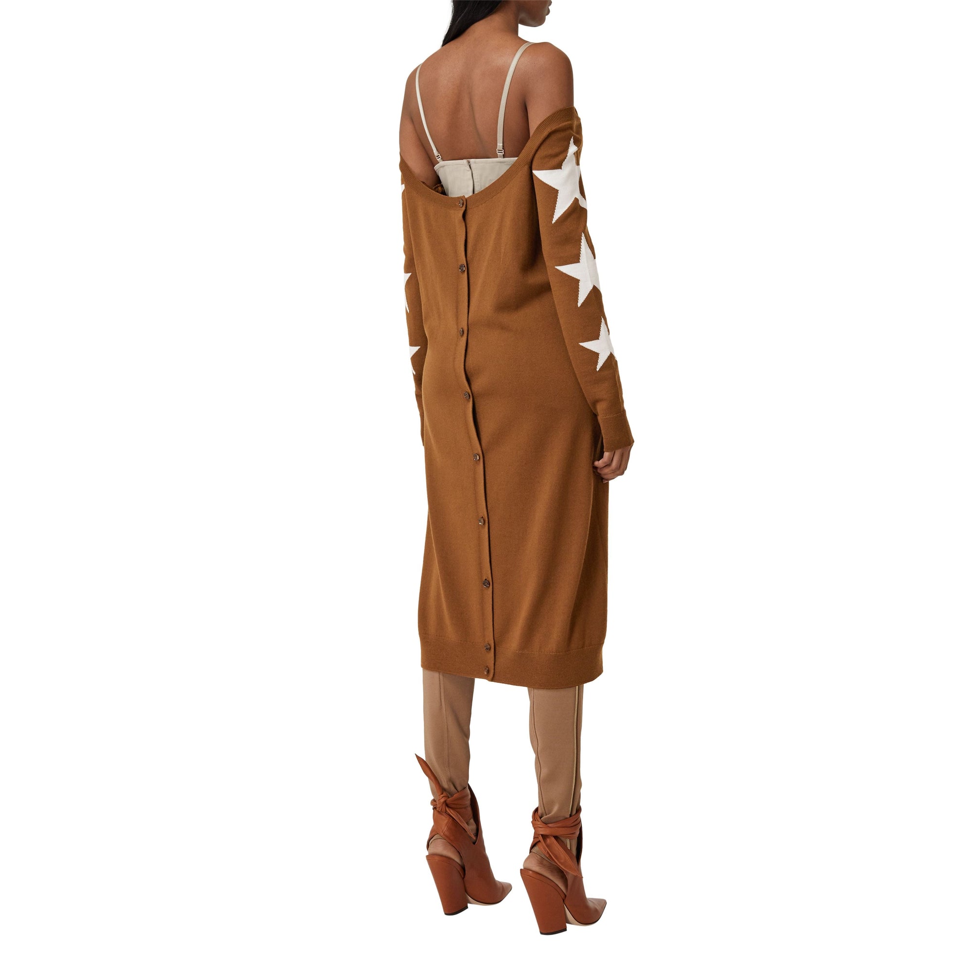 Robe pull déstructurée en laine à motif étoilé - Mahogany