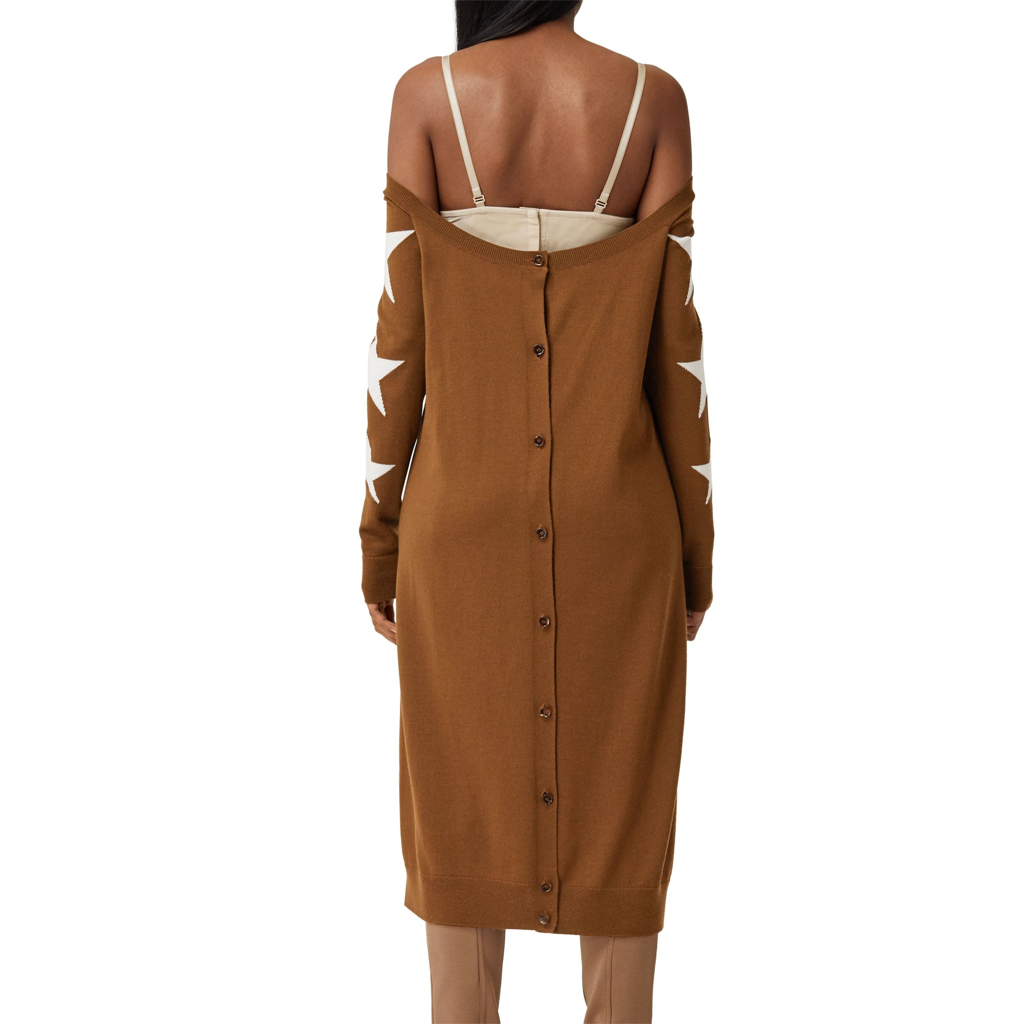 Robe pull déstructurée en laine à motif étoilé - Mahogany