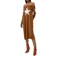 Robe pull déstructurée en laine à motif étoilé - Mahogany